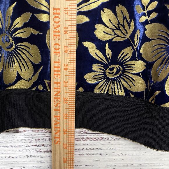 TORY BURCH Sweater Hollis Floral Mixed Media Merino Velvet Brocade Women’s Large - Picture 11 of 12